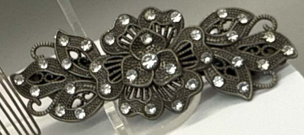 Vtg Decorative Daisy Hair Comb & Floral Rhinestone Hair Clip Lot Wedding Bridal - Picture 7 of 15